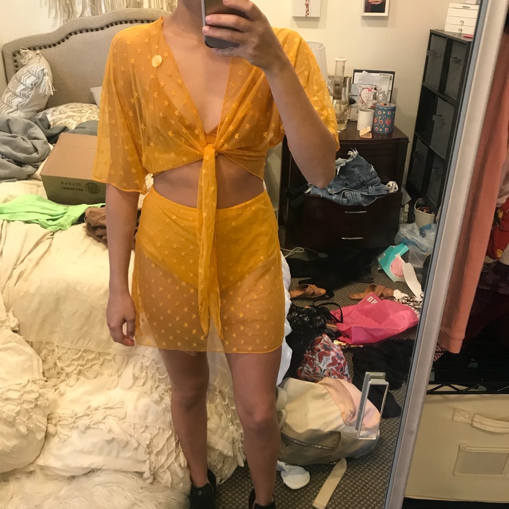 Yellow star skirt and top set